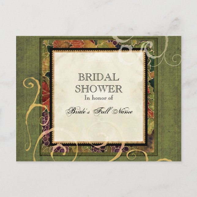 Invitation de douche nuptiale Feuille de raisin d' (Devant)
