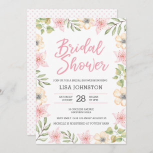 Invitation de douche nuptiale   Fleur blanche et r