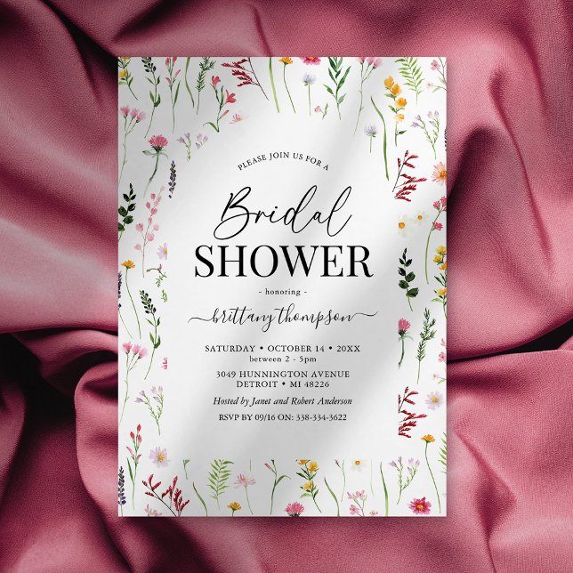 Invitation de douche nuptiale Fleur sauvage d'aqua (Créateur téléchargé)