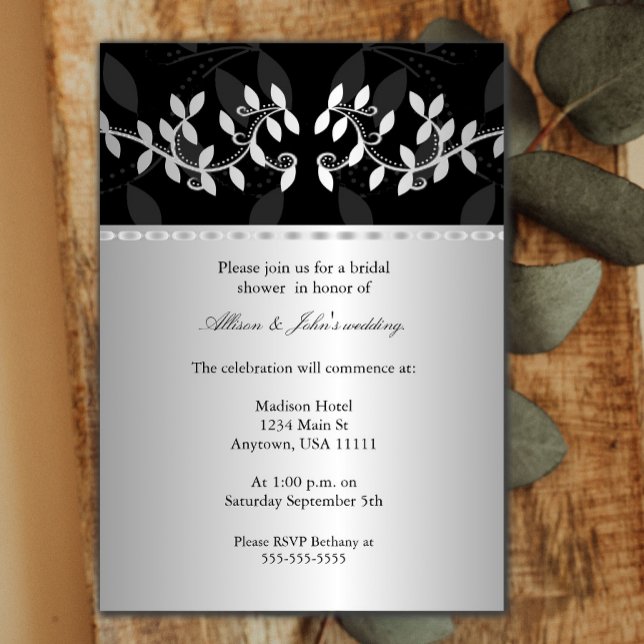 Invitation de douche nuptiale frontière feuille ar (Créateur téléchargé)