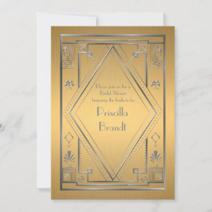Invitation de douche nuptiale, grand Gatsby, or et