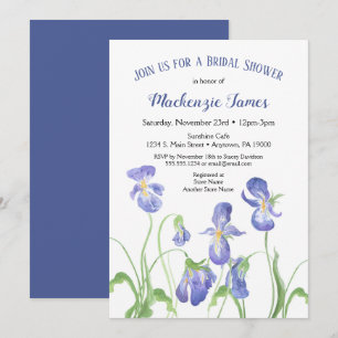 Invitation de douche nuptiale Iris violet printemp