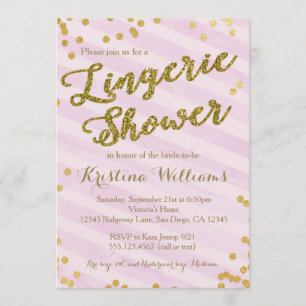 Invitation de douche nuptiale Lingerie rose et or