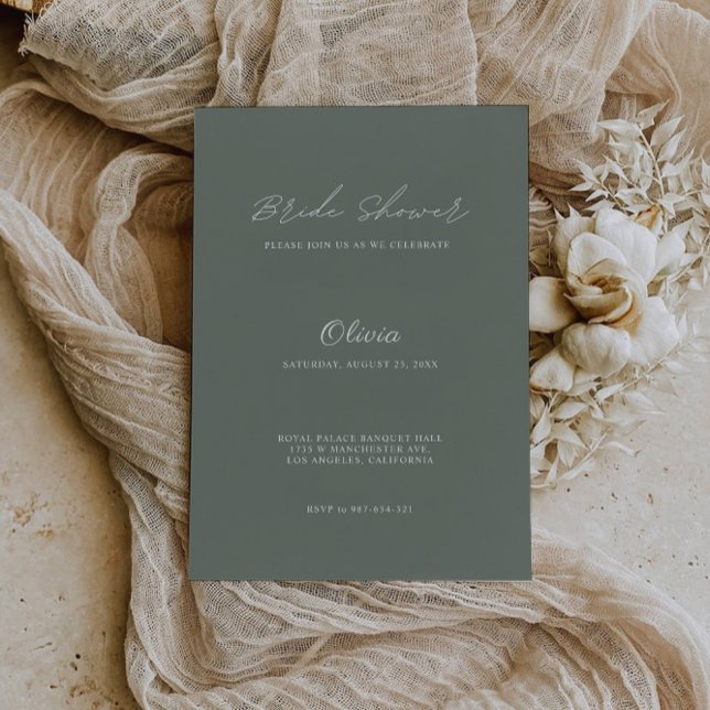 Invitation de douche nuptiale Mariage Sage Green (Sage Green Wedding Bridal Shower Invitation)