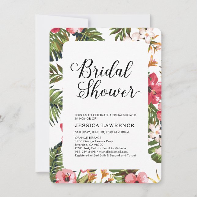Invitation de douche nuptiale Mariage tropicale mo (Devant)