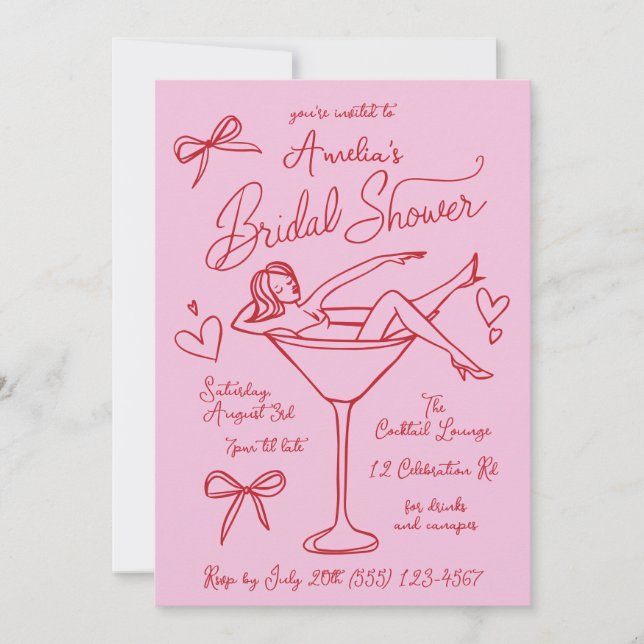 Invitation de douche nuptiale Martini tirée à la m (Devant)