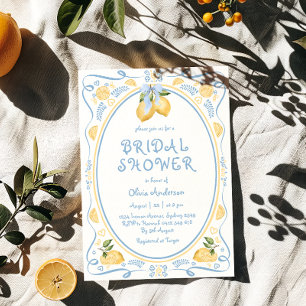 Invitation de douche nuptiale moderne citron bleu 