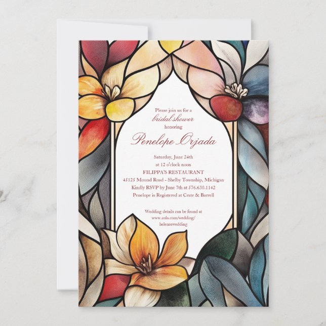 Invitation de douche nuptiale moderne en verre de  (Devant)