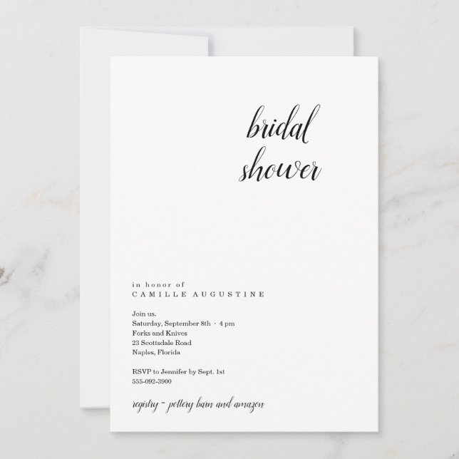 Invitation de douche nuptiale moderne et minimalis (Devant)