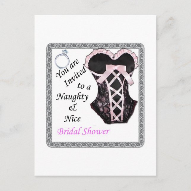 invitation de douche nuptiale - Naughty & Nice ros (Devant)