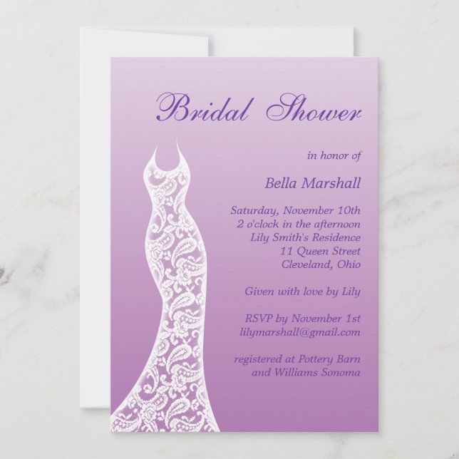 Invitation de douche nuptiale Ombre dans l'orchidé (Devant)