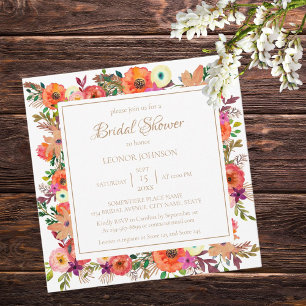 Invitation de douche nuptiale orange aquarelle