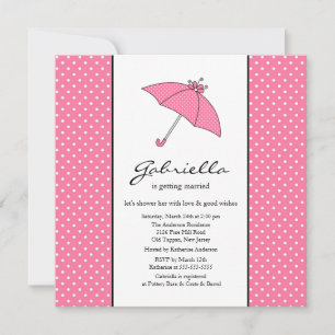 Invitation de douche nuptiale parapluie rose