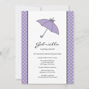 Invitation de douche nuptiale parapluie violet