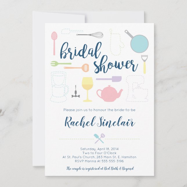 Invitation de douche nuptiale - Pastel Thème de cu (Devant)