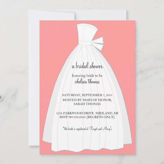 Invitation de douche nuptiale {Peach} (Devant)