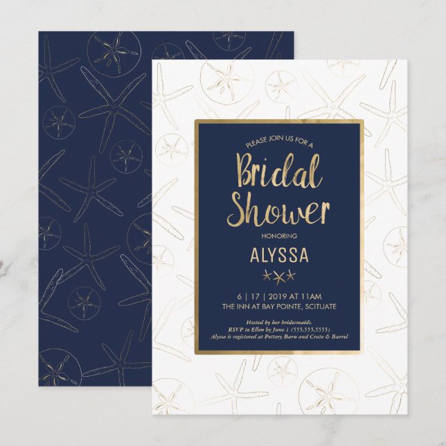 Invitation de douche nuptiale - Plage, Nautique (Devant / Derrière)