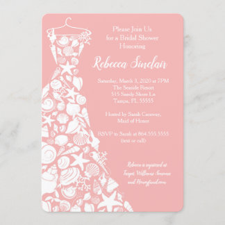 Invitation de douche nuptiale, plage, robe de coqu