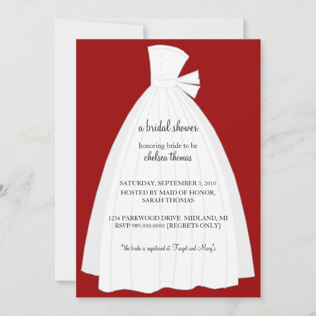 Invitation de douche nuptiale {Red} (Devant)