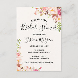 Invitation de douche nuptiale Rose antique