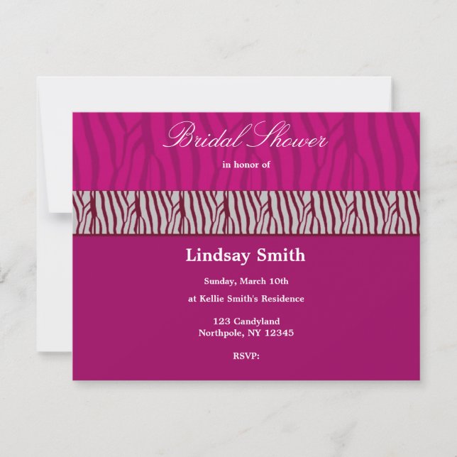 Invitation de douche nuptiale rose chaud (Devant)
