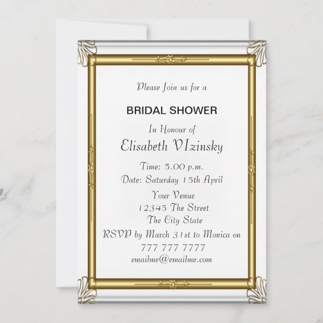 Invitation de douche nuptiale rose Damask (Devant)