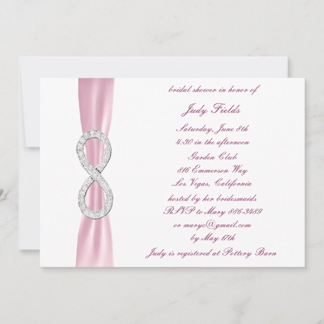 Invitation de douche nuptiale rose Diamond Infinit (Devant)