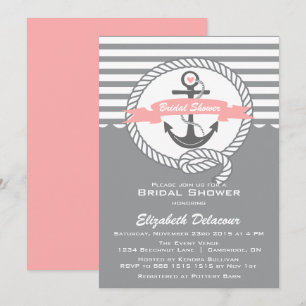 Invitation de douche nuptiale rose et gris