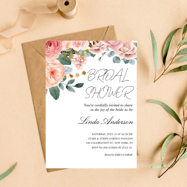 Invitation de douche nuptiale Rose romantique (Créateur téléchargé)