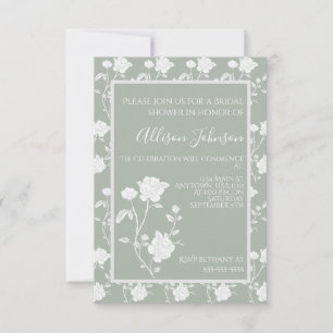 Invitation de douche nuptiale Rose Sage Green
