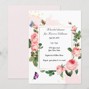 Invitation de douche nuptiale Rose vintage