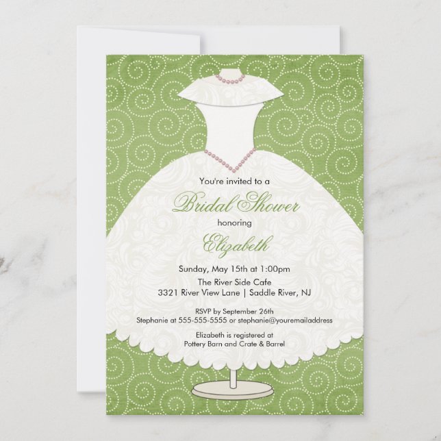 Invitation de douche nuptiale Sage Green (Devant)