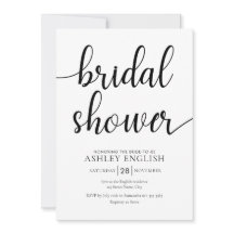 Invitation de douche nuptiale - Script noir modern