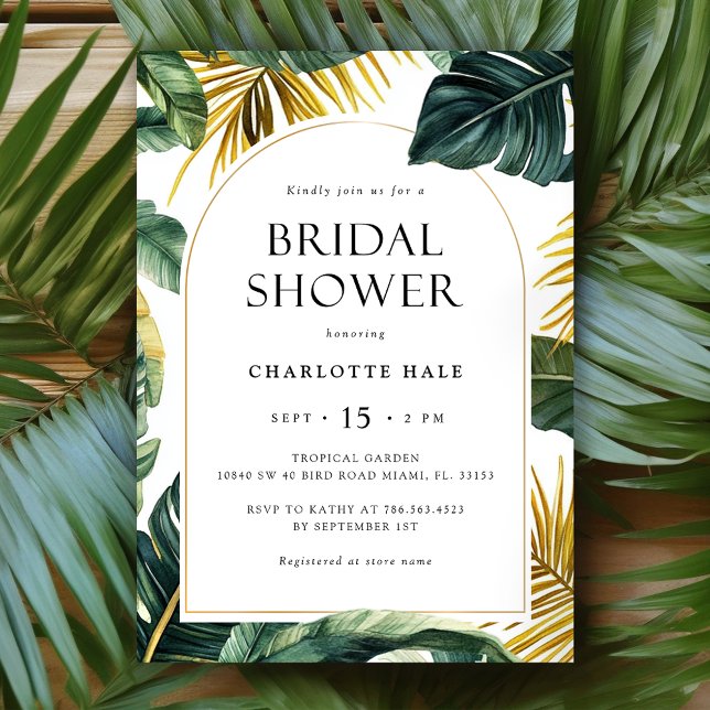 Invitation de douche nuptiale Tropical Gold Green (Créateur téléchargé)