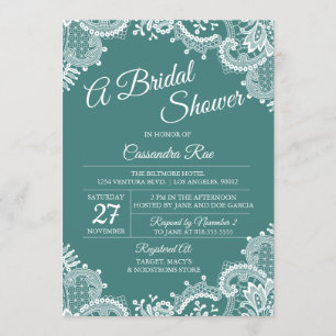 Invitation de douche nuptiale turquoise et dentell