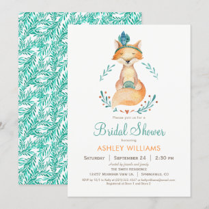Invitation de douche nuptiale turquoise et orange 