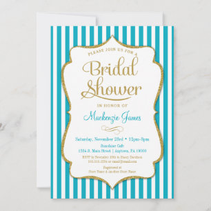 Invitation de douche nuptiale Turquoise Gold Aqua