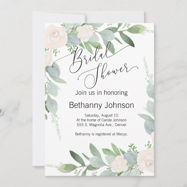Invitation de douche nuptiale verdure et rousse (Devant)