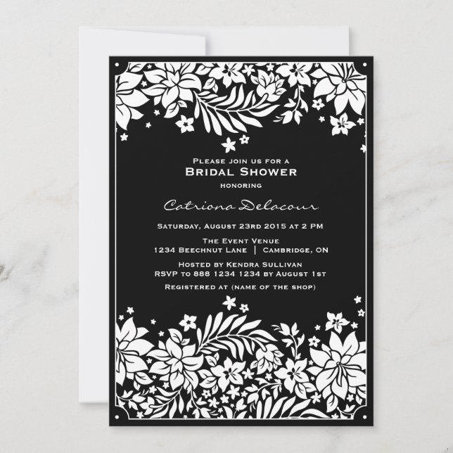 Invitation de douche nuptiale Vintage noire (Devant)