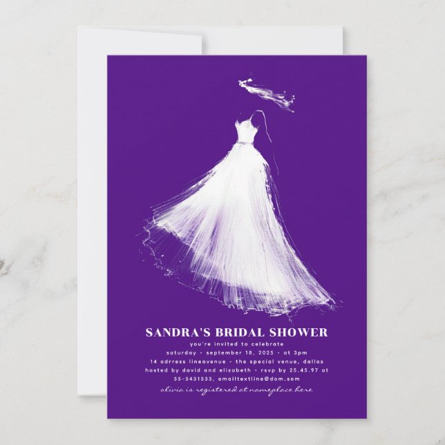 Invitation de douche nuptiale violet moderne roman (Devant)