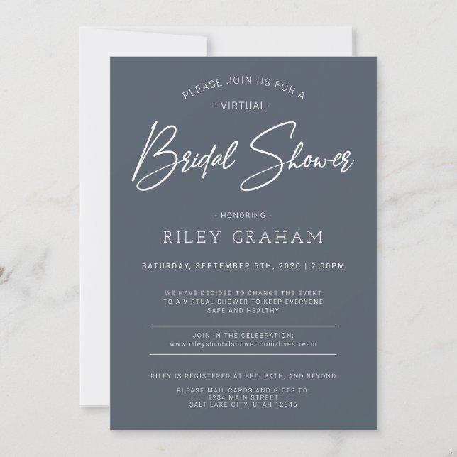 Invitation de douche nuptiale virtuelle Marine (Devant)
