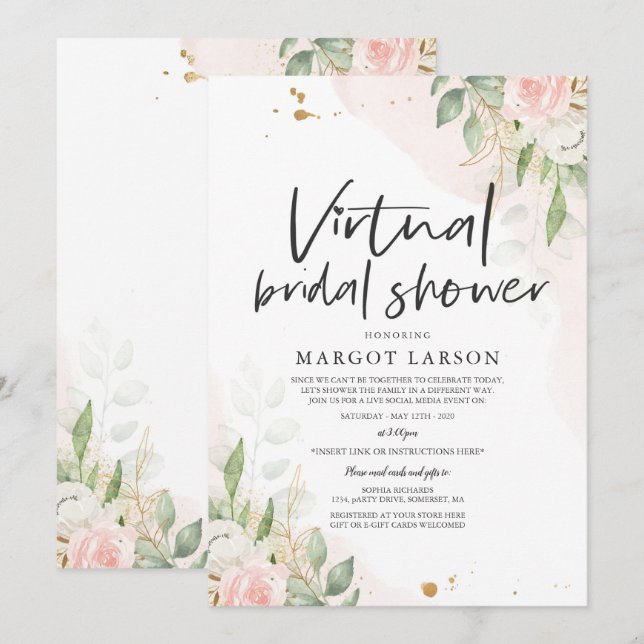 Invitation de douche nuptiale virtuelle Verdure et (Devant / Derrière)