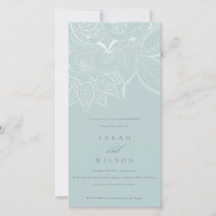 Invitation de douche Ornate Paisley Dusky Blue Cou