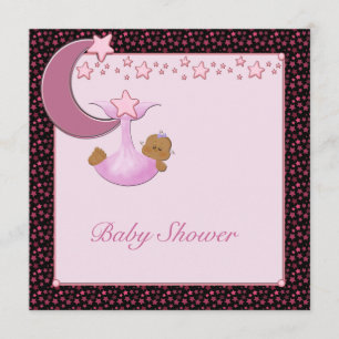 Invitation de douche pour bébé fille ethnique lune