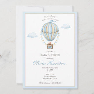 Invitation de douche pour bébé garçon au ballon à