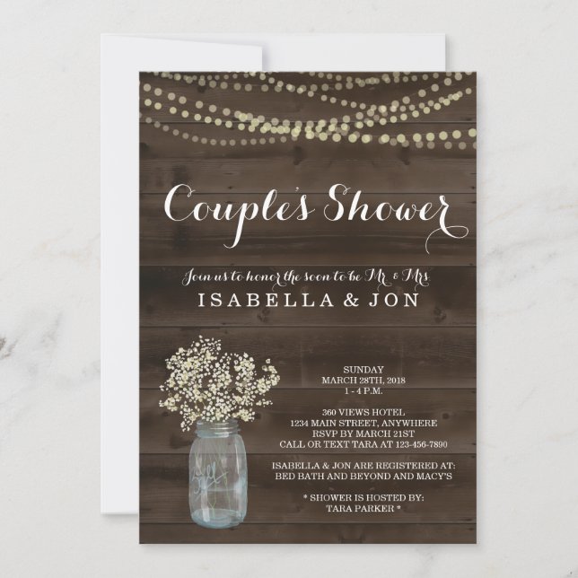 Invitation de douche pour les couples - Mariée, Ma (Devant)