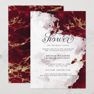 Invitation de douche Ruby Red Watercolor Geode