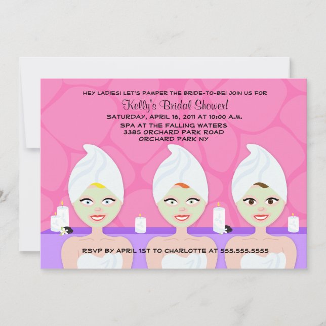 INVITATION DE DOUCHE spa BRIDAL rose / violet (Devant)