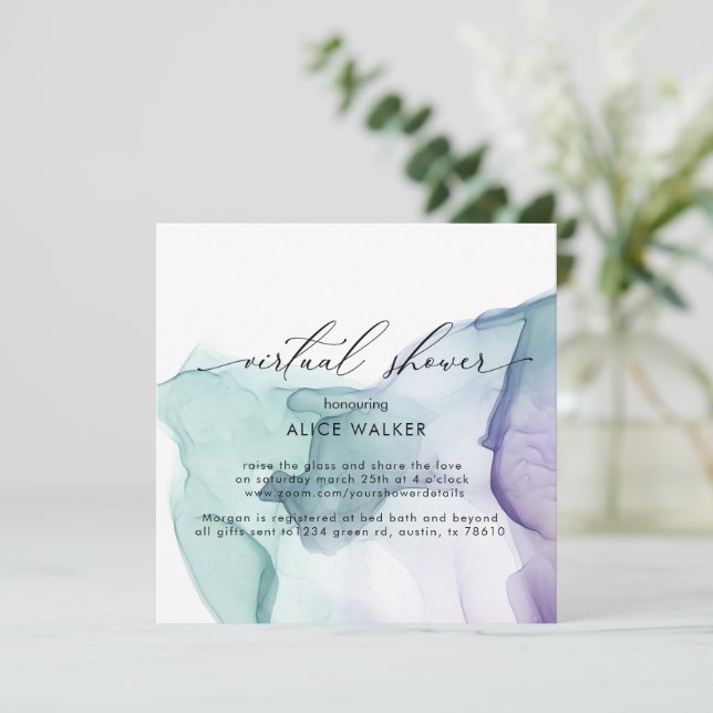Invitation de douche virtuelle en soie transparent (Debout devant)