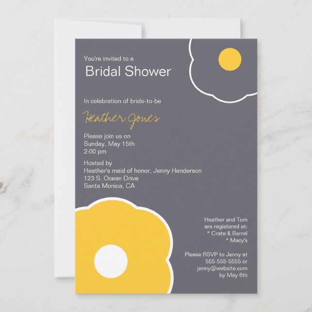 Invitation de douches nuptiales florales modernes  (Devant)